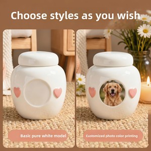 Urnes funéraires en céramique personnalisées faites à la main avec <span class=keywords><strong>photo</strong></span> pour cendres d'animaux de compagnie, chiens, chats bien-aimés, élégantes urnes de crémation, souvenirs commémoratifs - Product Image 3