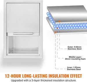 Refroidisseur de glace chariot en acier inoxydable Coffre de glace de grande capacité Station de bar à cocktails Refroidisseur de glace en acier inoxydable sur roues - Product Image 6