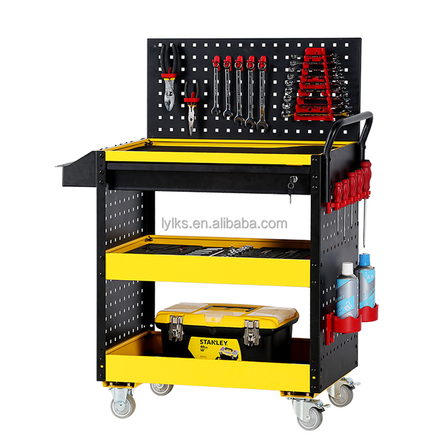 Professional 3-Tier Steel Rolling Workshop Tool Cart Customizable OEM Support