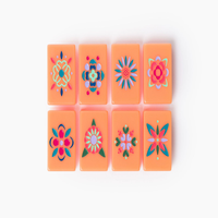 Jeu de tuiles de mahjong américain classique en acrylique à quatre couches, couleur orange corail, avec motifs personnalisés, pour cadeaux en gros et détaillants de jeux