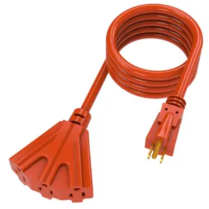 Cable de extensión Premium para exteriores, Cable de 125 voltios, 100 pies, 16/3 cables de alimentación para contratistas interiores