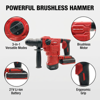 Marteau perforateur rotatif sans balais robuste 20V, portable, à batterie lithium, pour maçonnerie, bois, métal