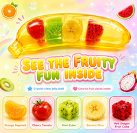 Bananen-tomaat squishy fidget toy met vaseline textuur, stressverlichtend, transparante bananen squishy toy met kleurrijk fruit, knijp-speeltje