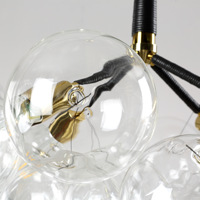 Lustre globe rétro classique blanc, ampoule E27, verre transparent, lampe suspendue