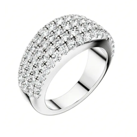14K 18K Massivgold Labor-Gezüchteter Diamant Pavé Breiter Ring Runder Brillantschliff Mehrreihiger Hochzeits-Jubiläumsring Maßanfertigung Großhandel