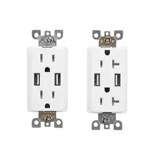 Nuevo diseño receptáculo 20A 125V pared cargador de potencia de salida con puerto USB 2