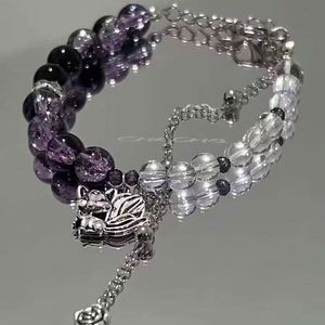 Pulsera de cuentas de cristal moradas con diseño de mascarada de zorro y cuentas de palomitas de maíz Sweet Fantasy, joyería de cuentas para mujer, pulseras de cristal para niñas - Product Image 2