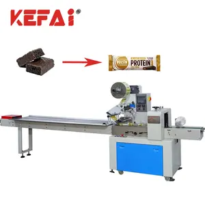 KEFAI ถุงหมอนอัตโนมัติ Envasadora Flow Pack เครื่องบรรจุช็อคโกแลตบาร์พลังงาน