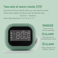 Horloge vibrante de voyage portable double réveil rechargeable avec fonction DST pour sourds et malentendants