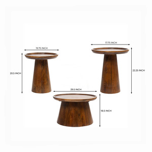 Handcrafted Modern Eco-Friendly Mango Wood <b>Nesting</b> <b>Coffee</b> <b>Table</b> <b>Set</b> of 3 for Living Room Home Furniture - Product Image 2