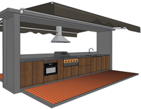 Cocina Móvil Moderna para Exteriores de 4m y 6m con Estructura de Acero Expandible