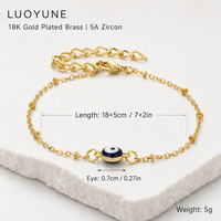 Bracelet de protection pour les yeux LUOYUNE, plaqué or 18 carats, zircon pavé, perles émaillées œil turc, bijoux élégants porte-bonheur, coffret cadeau anniversaire