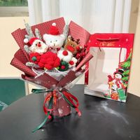 BH Unique Bouquet de Noël en fil tricoté et tissage pan, Poupée artisanale, Décorations florales, Ornements créatifs pour la veille de Noël et les fêtes