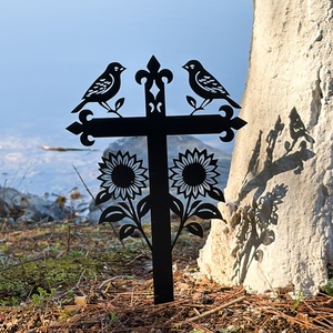 Decoración de Jardín Moderna con Diseño de Mariposas y Flores, Letrero Redondo de Metal Negro para Exteriores, Adornos de Jardín para Negocios - Product Image 4