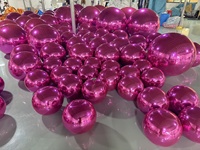 Boule miroir gonflable en PVC rose vif, réutilisable, grande boule brillante, ballons géants imperméables et résistants au vent pour fête d'anniversaire, mariage