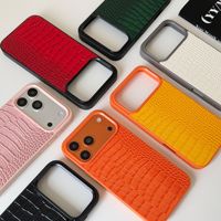 Nouvelle coque de luxe en cuir à motif crocodile, semi-rigide, avec dissipation thermique, pour iPhone 17 16 15 Pro Max – Modèle tendance des influenceurs
