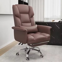 Chaise ergonomique moderne en cuir synthétique avec unité de massage, repose-pieds extensible et structure métallique pour bureau à domicile et jeux vidéo