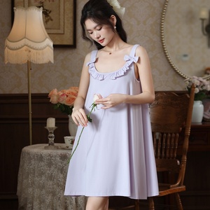 <span class=keywords><strong>Chemise</strong></span> <span class=keywords><strong>de</strong></span> <span class=keywords><strong>nuit</strong></span> d'été à bretelles pour femmes <span class=keywords><strong>en</strong></span> <span class=keywords><strong>coton</strong></span> avec coussin <span class=keywords><strong>de</strong></span> poitrine Sexy et ample pour la maison - Product Image 3