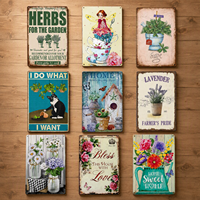 Plaque Métallique Vintage de Jardin, Rectangulaire, Imprimée, Effet Vieilli, Décoration Murale pour Ferme et Patio