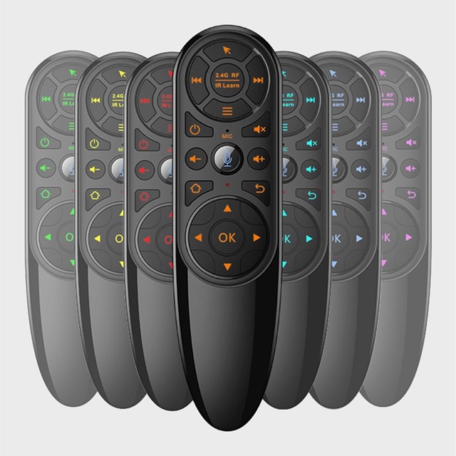 Ergonomic Comfortable Handle 2.4G Voice Air Mouse Remote Control with 6-Gyro Support Motion Sensing Game RGB Backlit Option