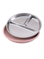 Nouvelle et meilleure vente plaque pour enfants en acier inoxydable 304 avec ventouse en silicone conception anti-chute à 3 compartiments de qualité alimentaire