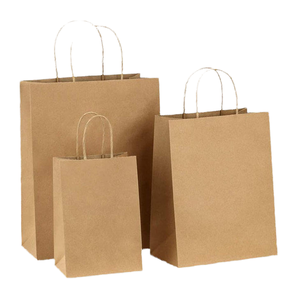 Bolsas de papel Kraft personalizadas con asas hasta la mano Bolsas de compras de papel con asas para compras de comestibles - Product Image 1