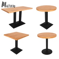 Meubles de restaurant de restauration rapide de style moderne, table carrée en bois avec base en métal et chaises
