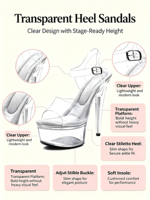 Sandales à talons hauts compensés de 6 pouces pour femmes, à bout ouvert, en PU métallisé, avec bride à la cheville, talons aiguilles, chaussures exotiques pour la pole dance