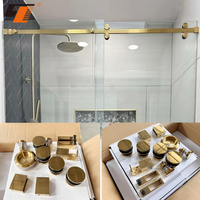 Système de porte coulissante en verre durable en acier inoxydable 304, kit de quincaillerie pour porte coulissante, installation par vis pour salle de bain et douche
