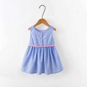 Robe d'été bleu ciel pour enfants de style coréen 2017 pour le marché pakistanais - Product Image 1