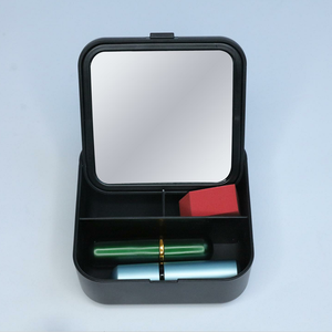 Factory direct sales customization black Jewelry storage box Storage Square Adjustable Customised Makeup Mirror with storage