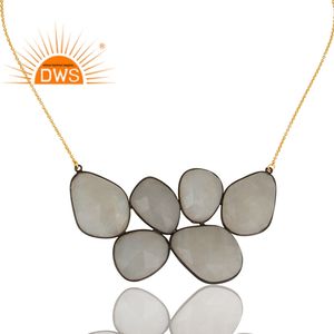 Arc-en-ciel Moonstone Gemstone Nouveau Designer 18k Plaqué Or Argent Déclaration Collier Bijoux Fournisseur Vintage Collection - Product Image 2