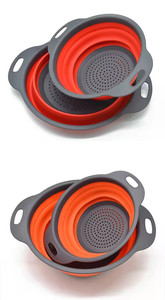 शीर्ष विक्रेता बहु कार्यात्मक Foldable सब्जी झरनी फल धोने कोलंडर सिलिकॉन बंधनेवाला रसोई नाली टोकरी - Product Image 6