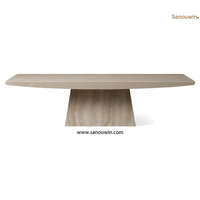 Table à thé en pierre solide avec dessus en travertin durable Mobilier d'extérieur confortable pour cour intérieure