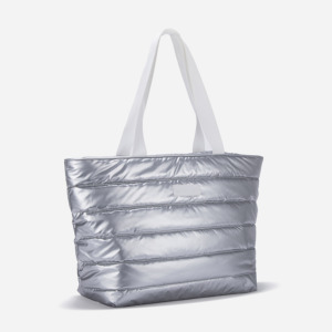 Borsa Tote Imbottita Personalizzata MINFUNG con Chiusura a Cerniera, Borsa da Viaggio in Nylon Metallizzato Lucido di Grande Capacità, Borsa a Spalla per Shopping da <span class=keywords><strong>Donna</strong></span> - Product Image 3