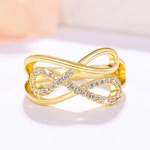 Anello Q420 Infinity Diamond Eternity Band da Donna con Incastonatura a Pavé, Pietra Naturale Rotonda, Anelli di Fidanzamento alla Moda - Product Image 6