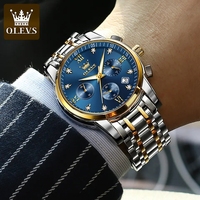 OLEVS 2858 Business multi-fuseau horaire montre-bracelet étanche fonction analogique Date montre c