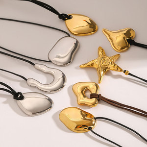 Bulk Fashion Pendant Necklace 316L Stainless Steel 14k 18k Pvd Gold Plated <b>Rope</b> Necklace for Women - Product Image 4