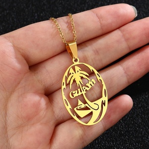 สร้อยคอจี้รูปต้นมะพร้าว Joyas พร้อมจี้ตัวอักษร Guam สไตล์ฮาวาย ทำจากสแตนเลส สร้อยคอแฟชั่นนำเทรนด์จากประเทศจีน - Product Image 1