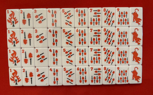 Fichas de Mahjong de Cristal Acrílico Rojo Americano Moderno de Lujo, Fichas de Mahjong Let's Go Tigers, 160 Piezas para Entretenimiento - Product Image 5