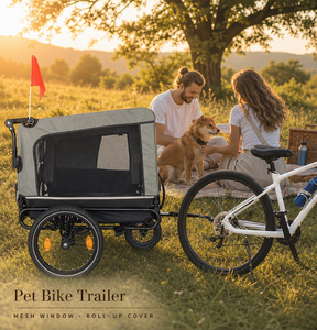 Remorque de vélo pour animaux de compagnie camouflage à 2 roues en tissu Oxford avec fenêtre en maille et housse enroulable - Product Image 6