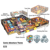Équipement de terrain de jeu intérieur personnalisé sur le thème de l'aventure comique : Toboggan glissant, piscine à balles, trampoline, mur d'escalade, BIENVENUE |   Commercial