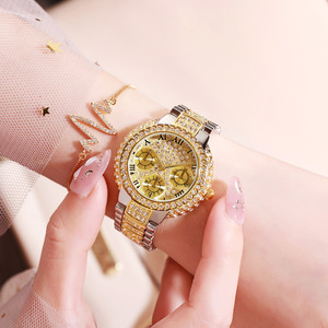 Tww-230420-1 <span class=keywords><strong>2023</strong></span> Nouvelle <span class=keywords><strong>montre</strong></span>-bracelet sportive <span class=keywords><strong>tendance</strong></span> en or pour femmes, <span class=keywords><strong>montre</strong></span> de luxe brillante avec bijoux en diamant pour femmes, design pour filles - Product Image 2