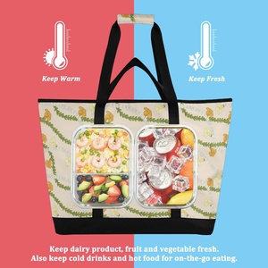 Sac isotherme d'été Hawaïen à motif floral Puakeniken, sac à déjeuner imprimé Lei Hawaïen, sac fourre-tout isotherme extra large avec bretelles - Product Image 4