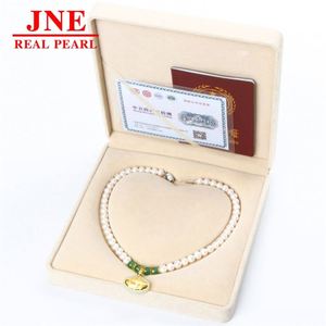 Natürliche Perlenkette mit Chalcedon-Perlen und Hetian-Gold, Langlebige Perlenkette, Geschenk für Ältere und zum Muttertag - Product Image 4