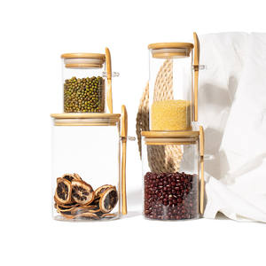 Tarro de almacenamiento de vidrio de borosilicato alto transparente 200ml 300ml 400ml 500ml para uso doméstico en la cocina con cuchara para dulces de frutas secas - Product Image 5