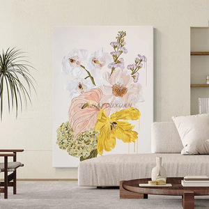 Hand Painted Floral Oil <b>Painting</b> Vertical Wall Art <b>For</b> Living Room Home Decor Minimalist Style Light Luxury Mural - Product Image 2