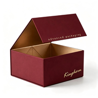 Boîte cadeau magnétique de luxe personnalisée bordeaux, emballage rigide en papier pliable et peu encombrant pour vêtements