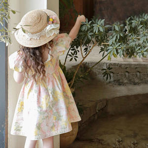 Vestido Casual de Verano para Niña de 2 a 10 Años, Diseño Coreano al por Mayor, de Algodón con Estampado Floral y Mangas Cortas - Product Image 4