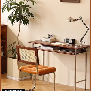 โต๊ะไม้เนื้อแข็ง 80x45x75 ซม. โต๊ะเรียนประหยัดพื้นที่สำหรับใช้ในบ้านสำนักงานนักเรียนสไตล์โมเดิร์นเรียบง่าย - Product Image 1